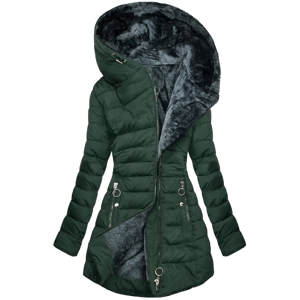 Women’s winter jacket with hood and quilted design - J&B; - 4 - London-stylehouse.com