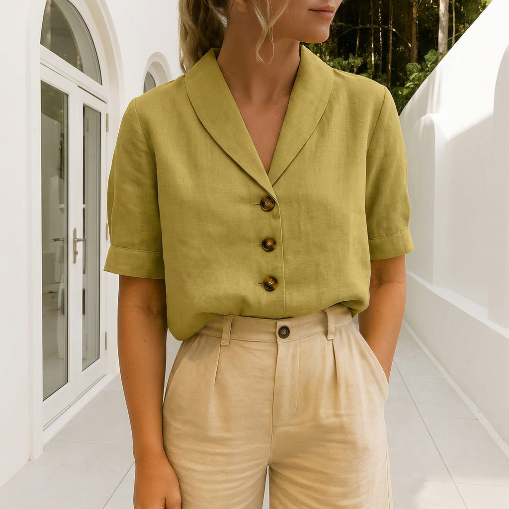 Lena – Trendy Cotton and Linen T-shirt for Women