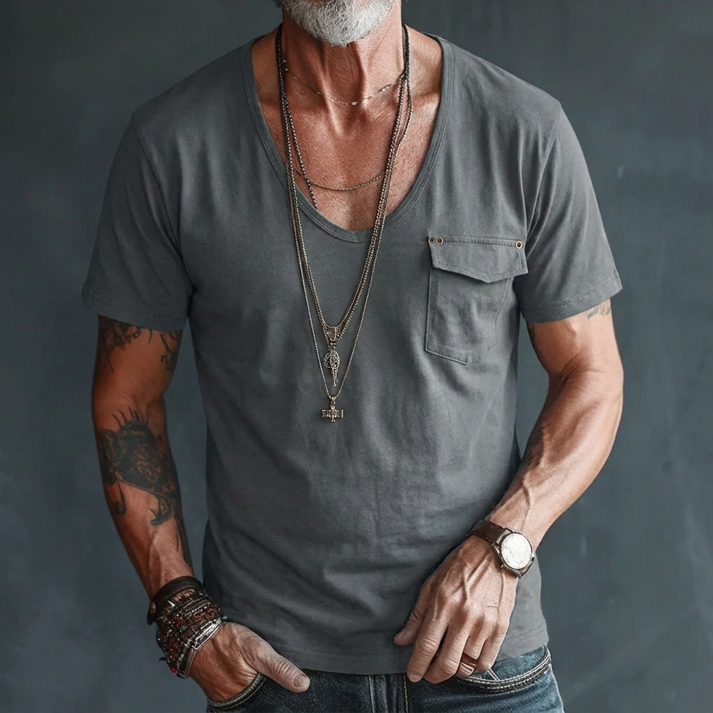 Leo – Men's V-Neck Pocket T-Shirt