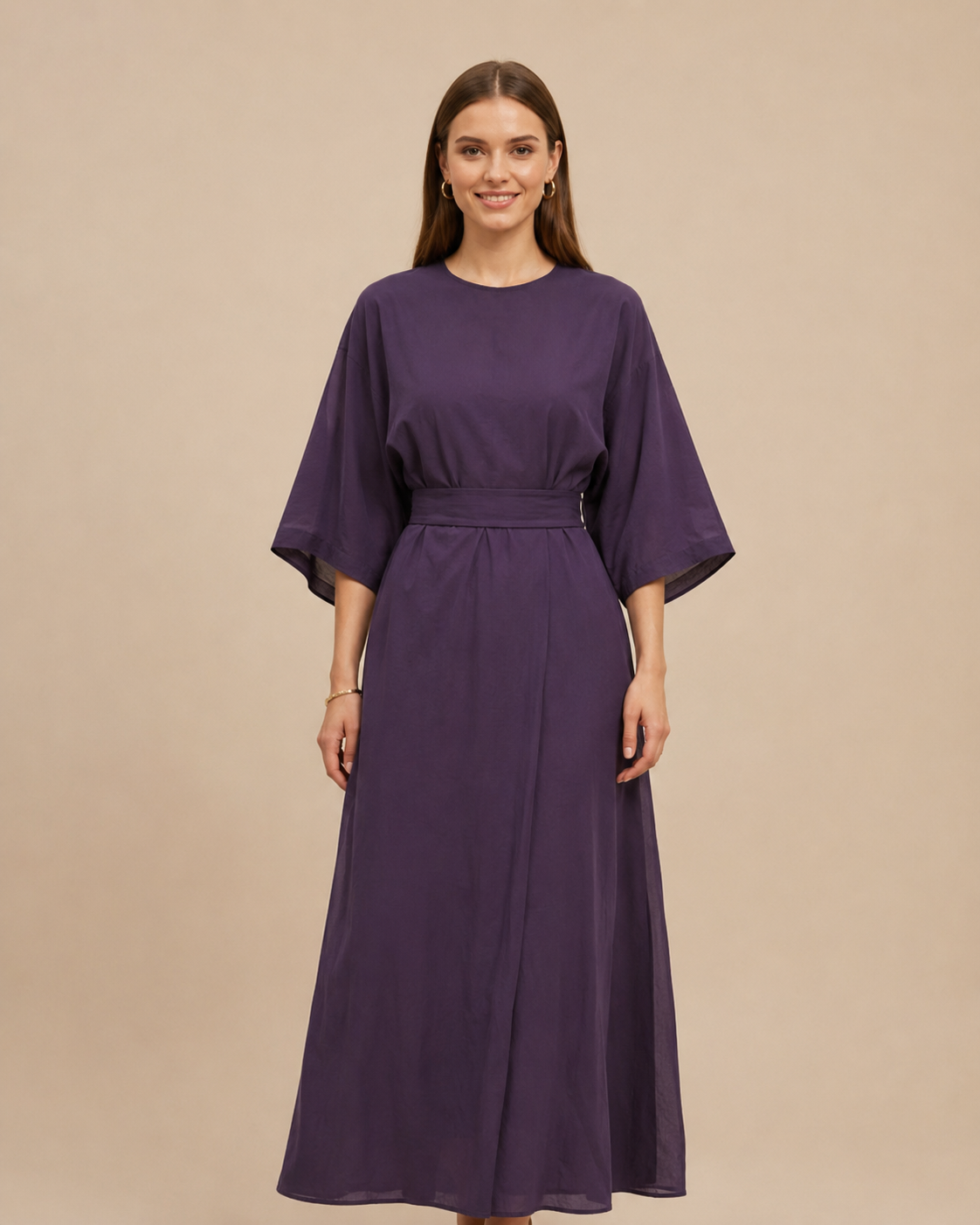 Isabella – Women's Elegant Belted Dress with Lantern Sleeves