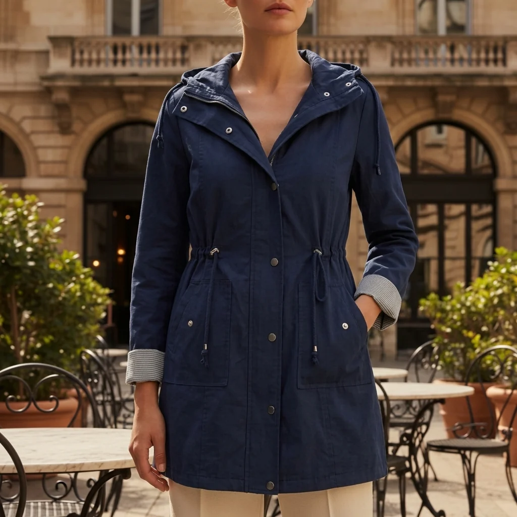 Women's Utility Jacket with Drawstring & Hood | L&S - 3 - London-stylehouse.com