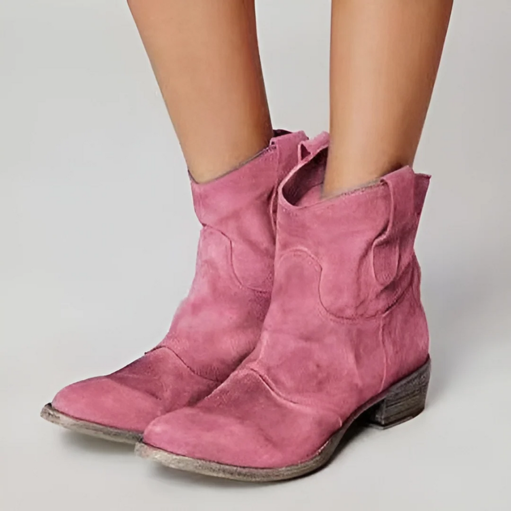 Women's Western Boots with Block Heel and Distressed Finish | L&S - 8 - London-stylehouse.com
