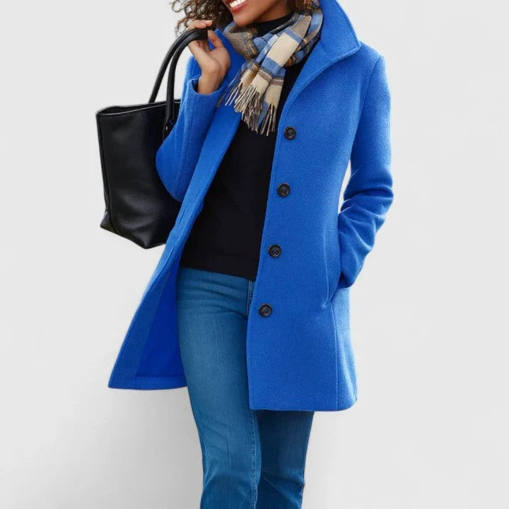 Women's coat with a fitted cut and button detailing | L&S - 5 - London-stylehouse.com