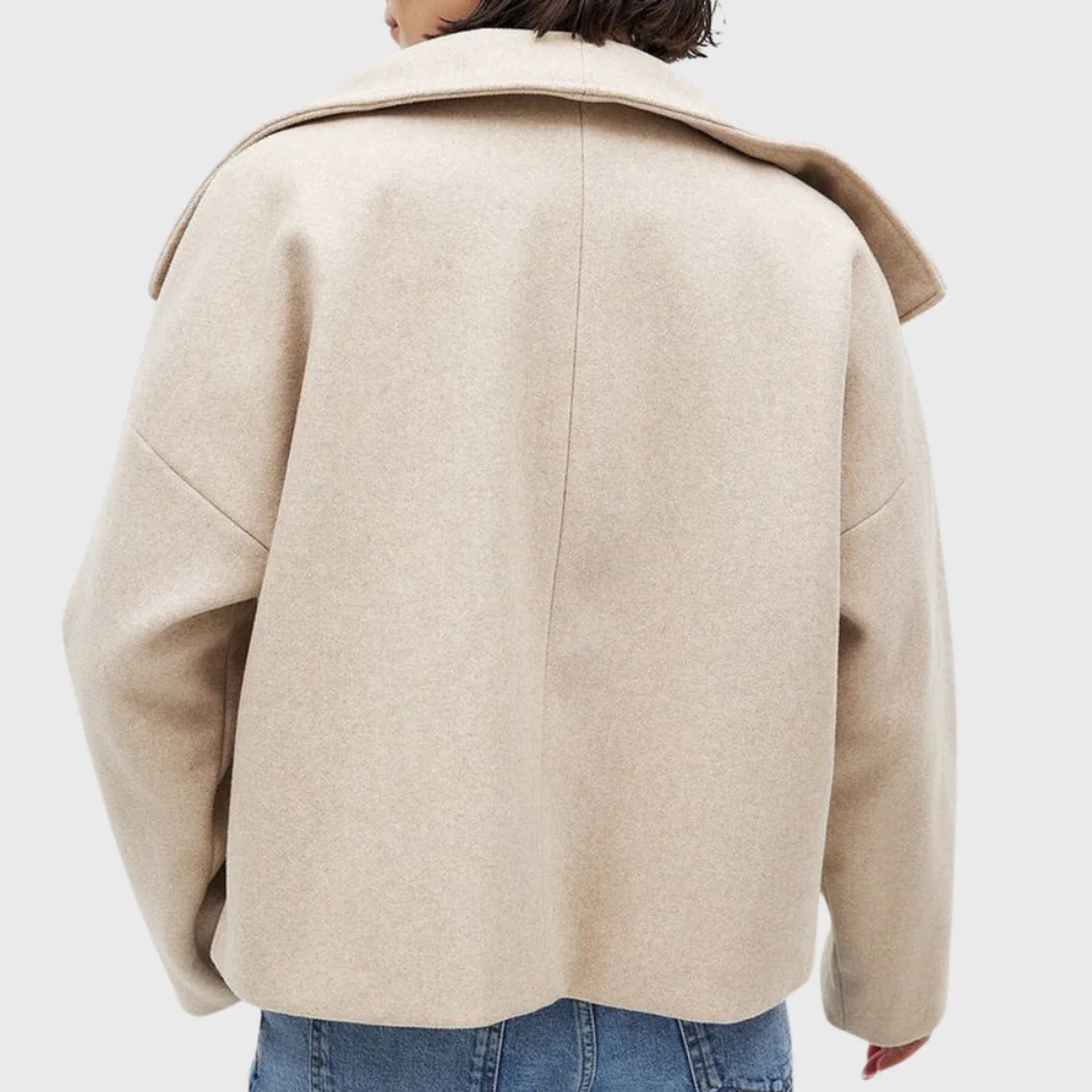Women's double-breasted jacket with wide lapel and relaxed fit | L&S - 7 - London-stylehouse.com