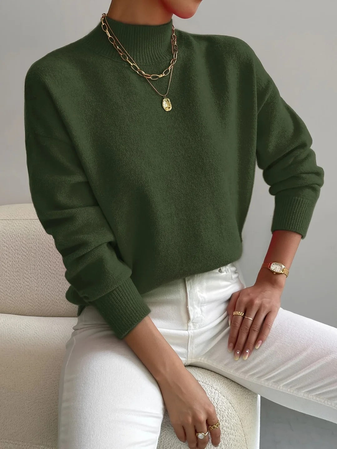 Pullover Women's Relaxed Fit with Stand-Up Collar | L&S