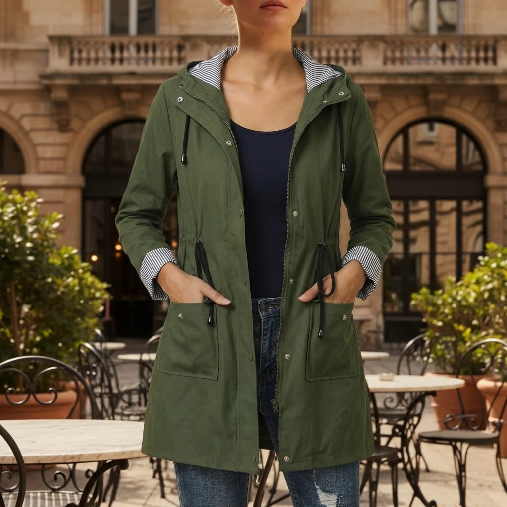Women's Utility Jacket with Drawstring & Hood | L&S - 4 - London-stylehouse.com