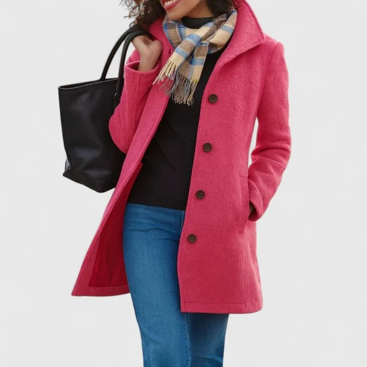 Women's coat with a fitted cut and button detailing | L&S - 3 - London-stylehouse.com