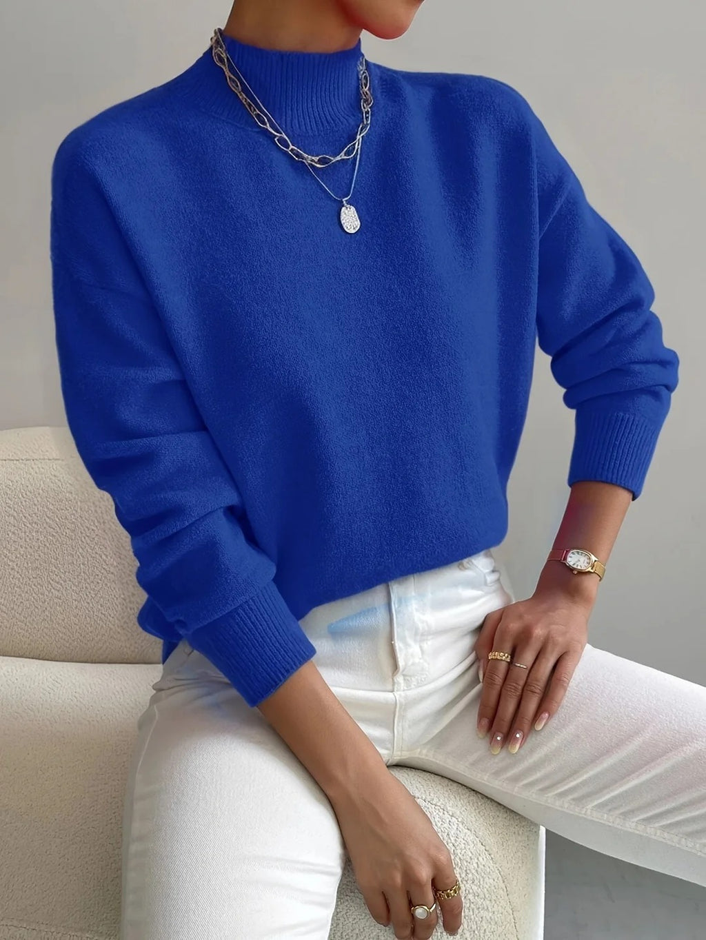 Pullover Women's Relaxed Fit with Stand-Up Collar | L&S
