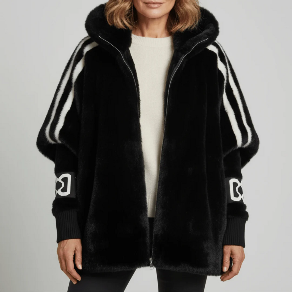 Women's hooded jacket with sporty stripes and relaxed fit | L&S - 2 - London-stylehouse.com