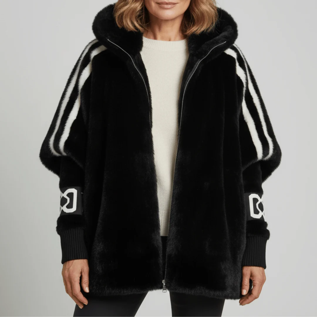 Women's hooded jacket with sporty stripes and relaxed fit | L&S - 2 - London-stylehouse.com