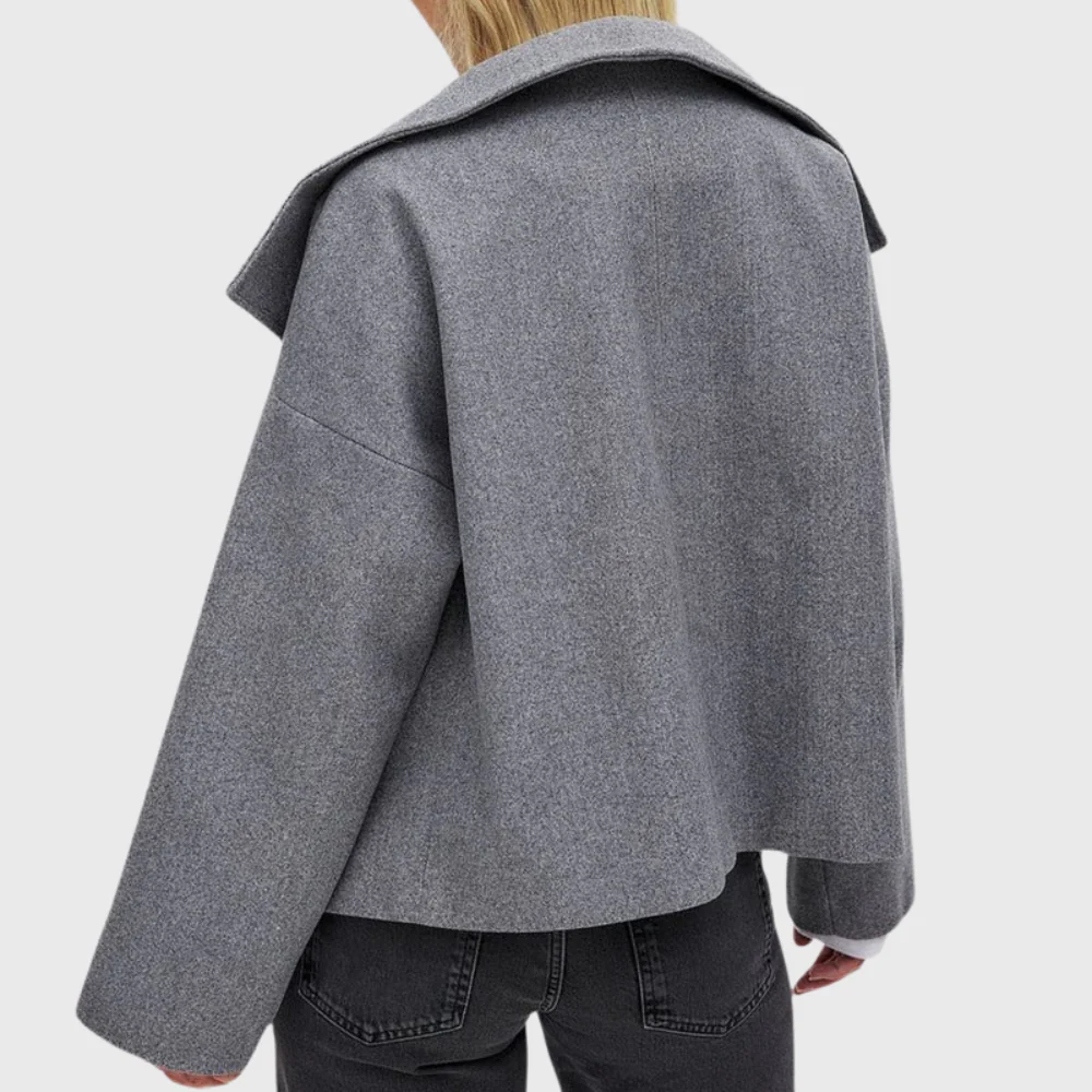 Women's double-breasted jacket with wide lapel and relaxed fit | L&S - 9 - London-stylehouse.com