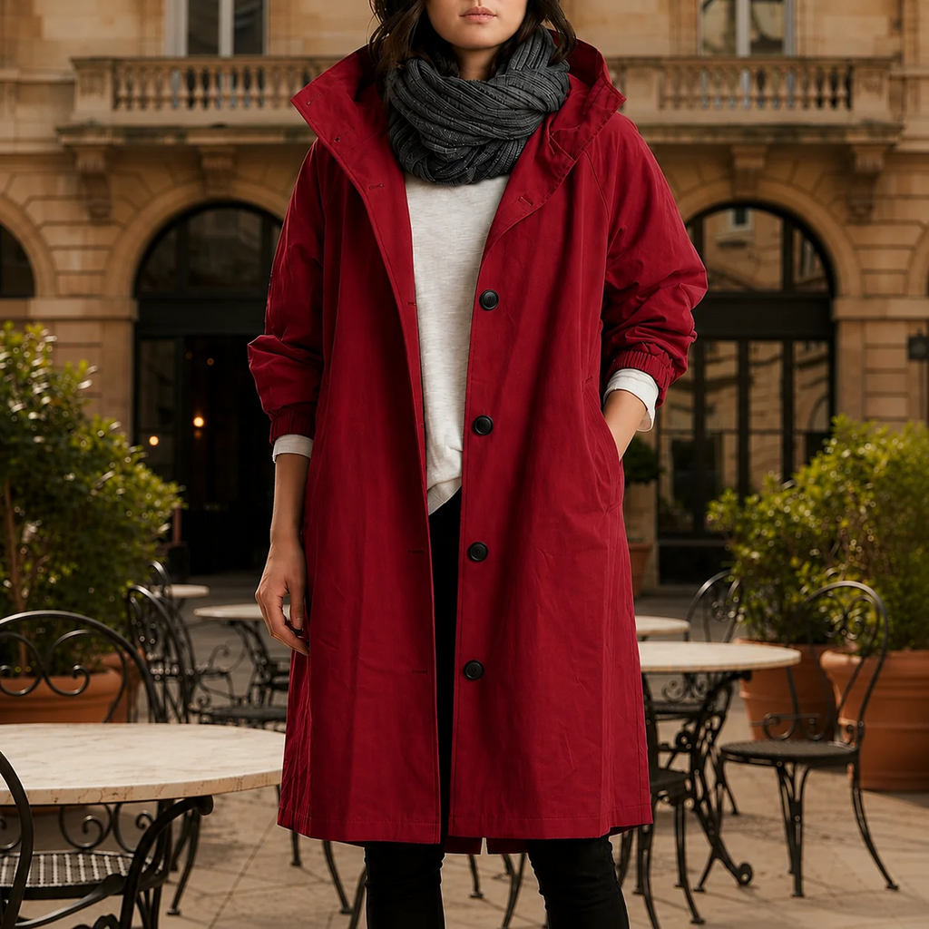 Women’s longline jacket with hood and button placket | L&S - 5 - London-stylehouse.com