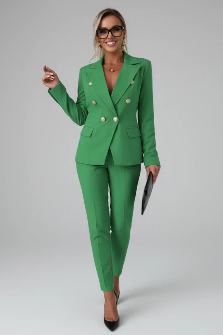 Two-Piece Women's Suit with Fitted Cut and Gold Buttons | L&S - 7 - London-stylehouse.com