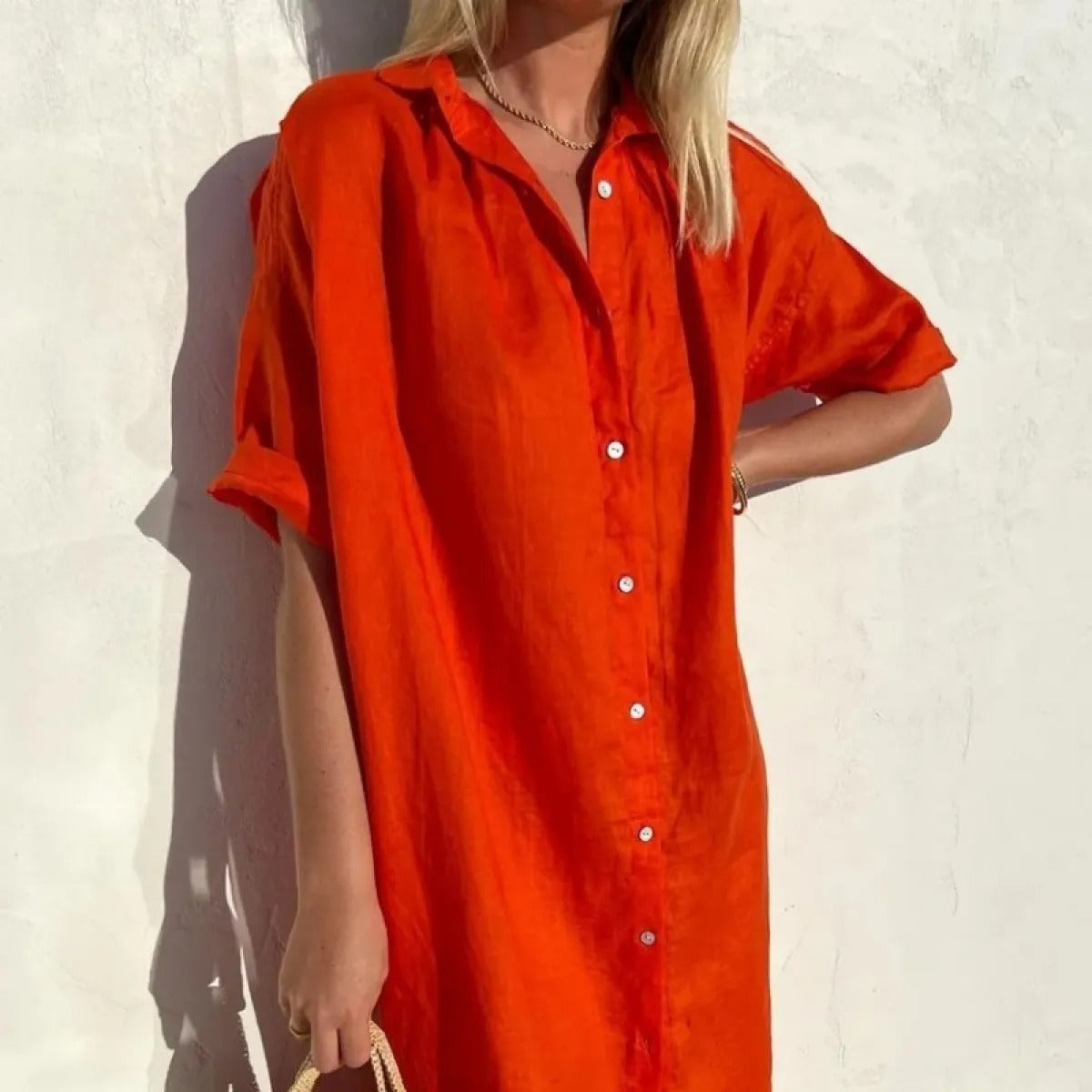 Franziska – Breathable Cotton Summer Shirt Dress