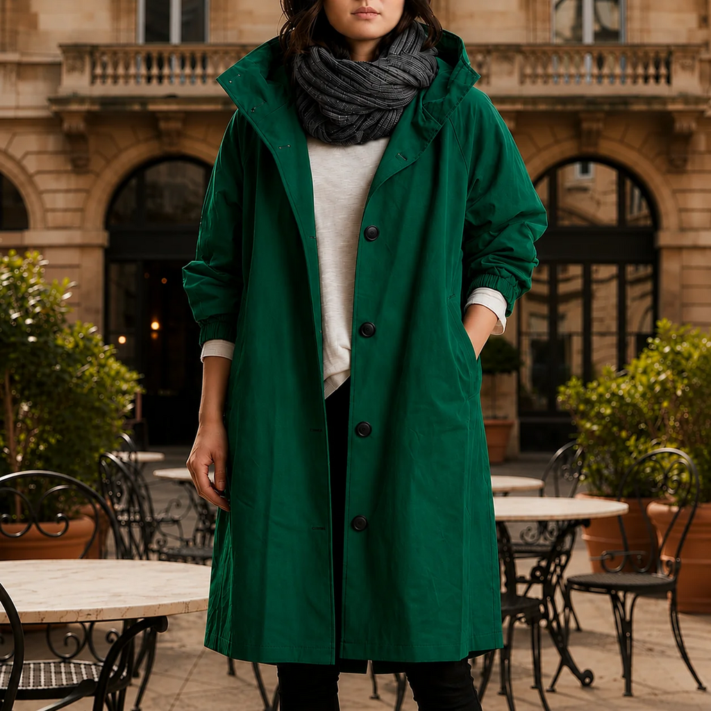 Women’s longline jacket with hood and button placket | L&S - 6 - London-stylehouse.com