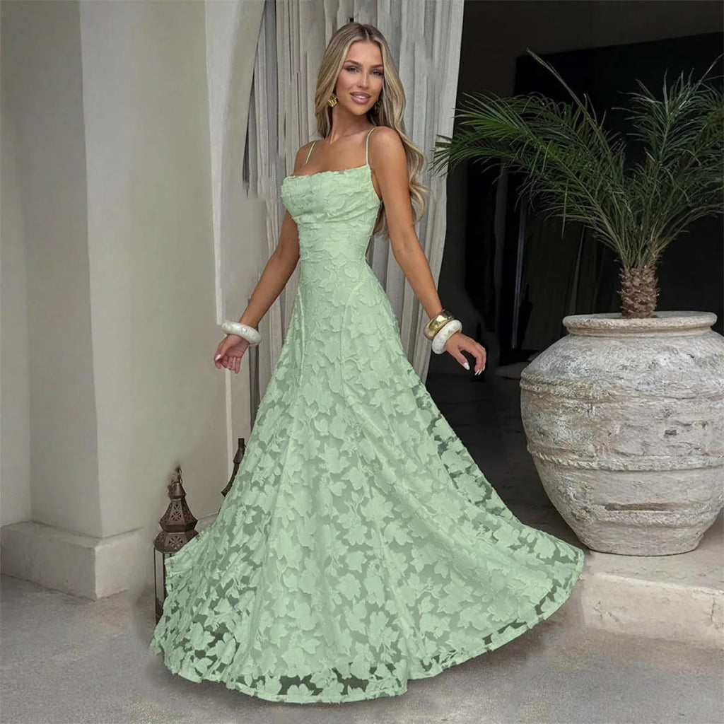 Annika – Elegant Spaghetti Strap A Line Dress for Women