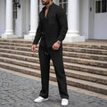 Men's Two-Piece Set with Button Placket and Tailored Trousers | L&S - 1 - London-stylehouse.com