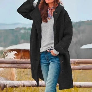 Women's Coat with Hood and Button Closure | L&S