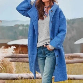 Women's Coat with Hood and Button Closure | L&S