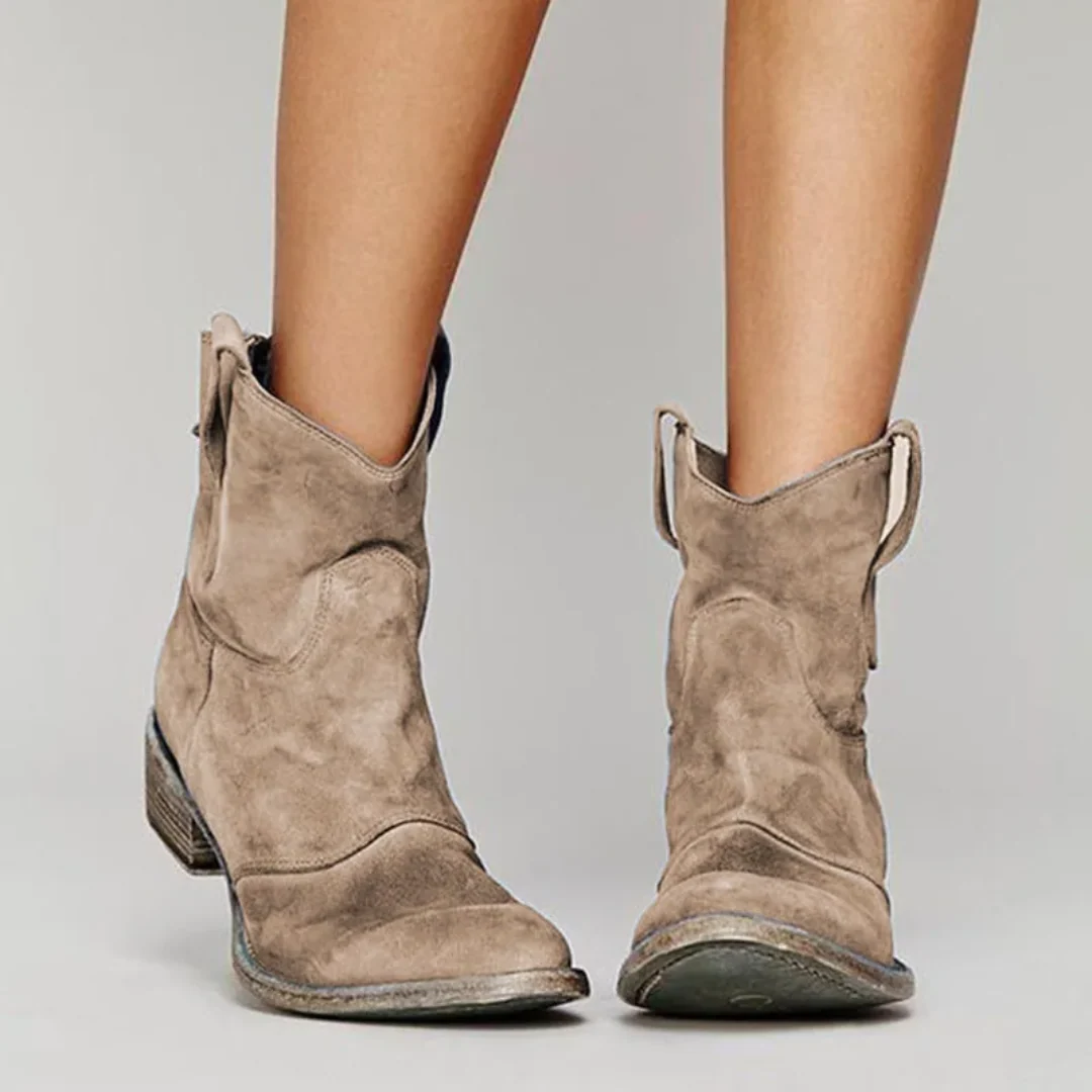 Women's Western Boots with Block Heel and Distressed Finish | L&S - 1 - London-stylehouse.com