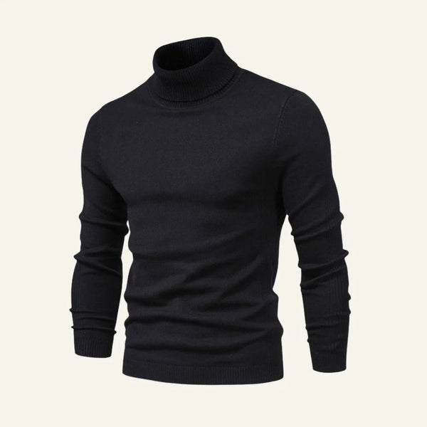 Men's Slim-Fit Turtleneck Sweater with Ribbed Cuffs | L&S - 1 - London-stylehouse.com