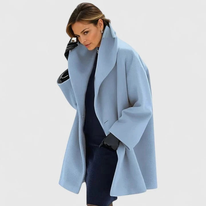 Women's Oversized Coat with Wide Collar | L&S - 1 - London-stylehouse.com