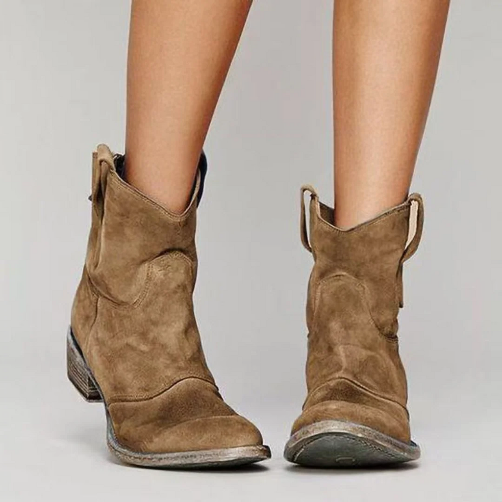 Women's Western Boots with Block Heel and Distressed Finish | L&S - 2 - London-stylehouse.com