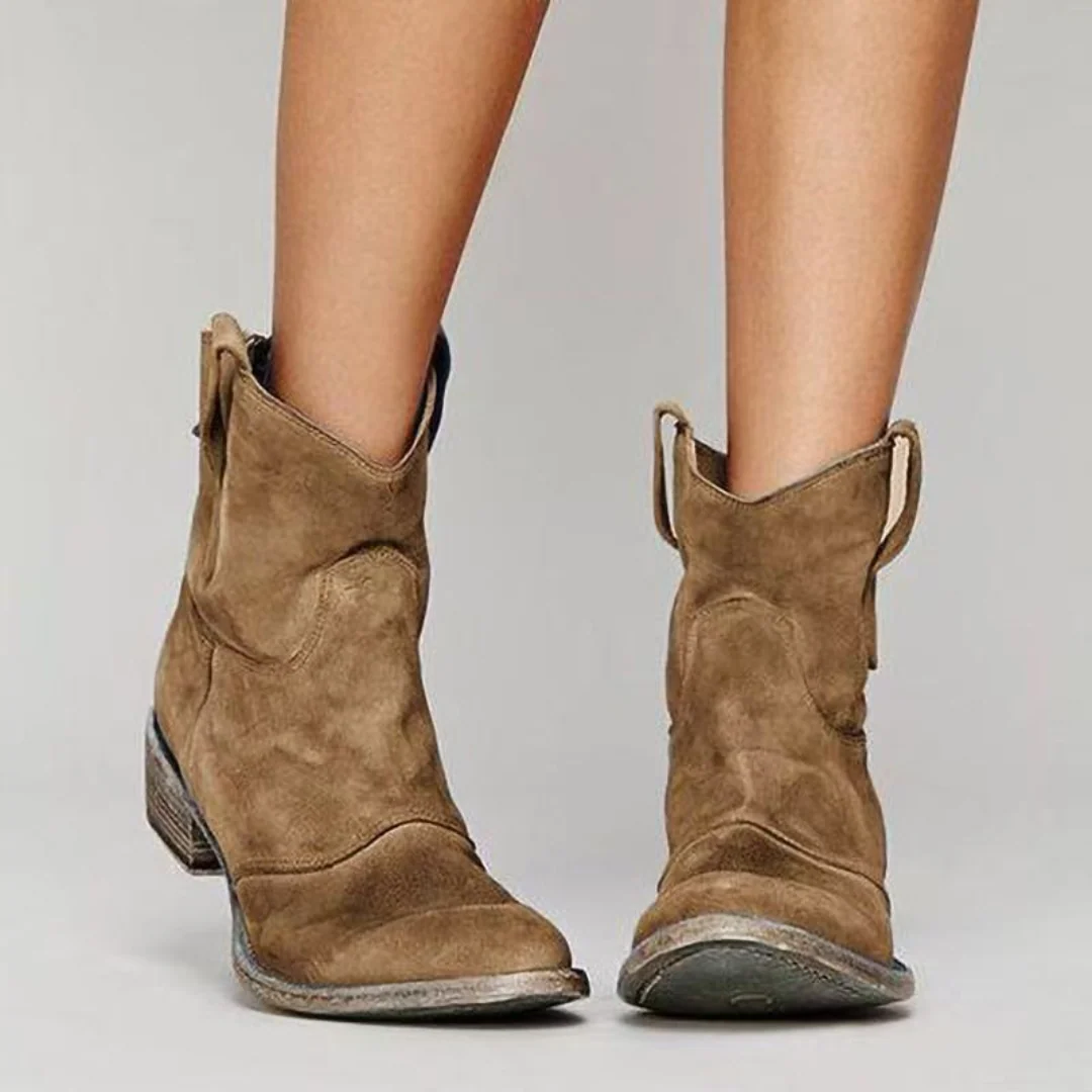 Women's Western Boots with Block Heel and Distressed Finish | L&S - 2 - London-stylehouse.com