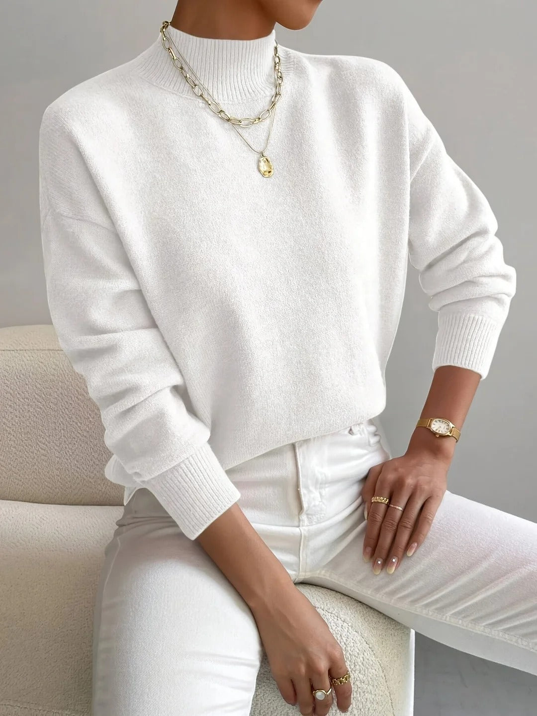 Pullover Women's Relaxed Fit with Stand-Up Collar | L&S