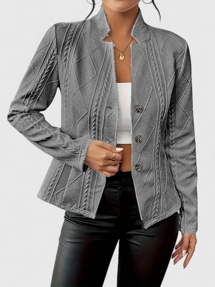 Women’s tailored jacket with quilted design and button fastening | L&S - 2 - London-stylehouse.com