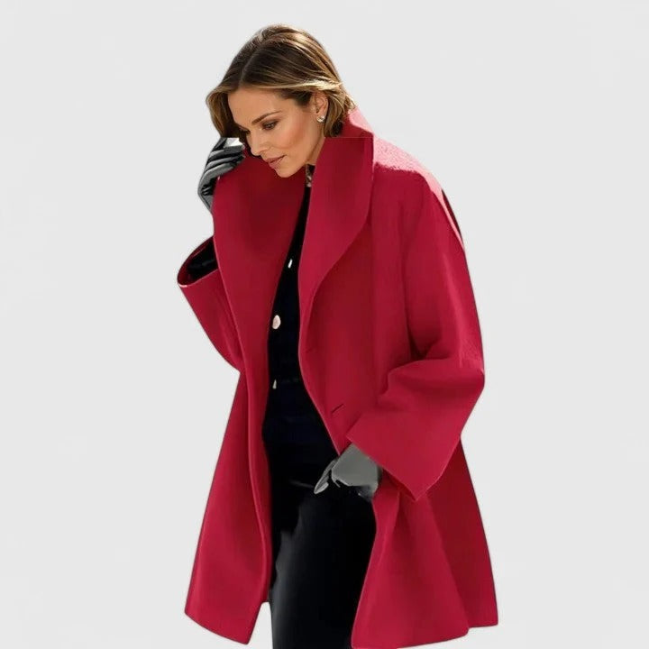 Women's Oversized Coat with Wide Collar | L&S - 2 - London-stylehouse.com
