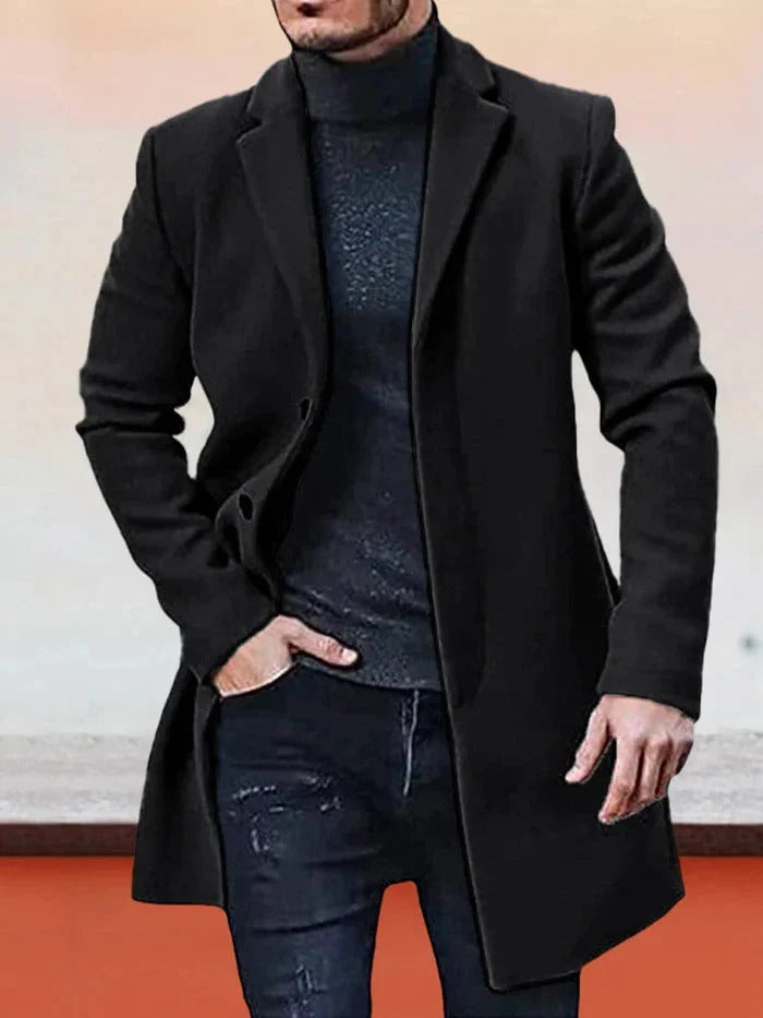 Men's Coat with Structured Fit and Elegant Lapels | L&S - 1 - London-stylehouse.com