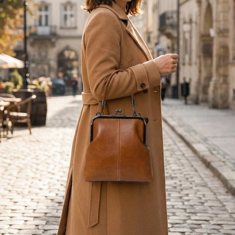 Women's Handbag with Elegant Frame and Textured Design | L&S - 3 - London-stylehouse.com