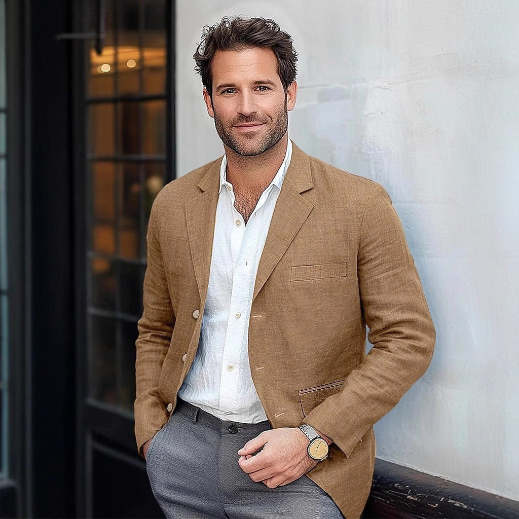 David lightweight summer style blazer in brown