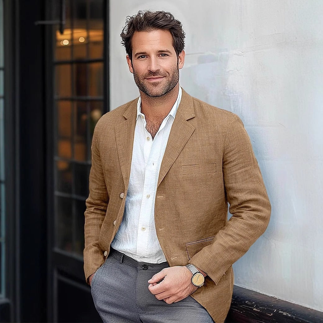David lightweight summer style blazer in brown