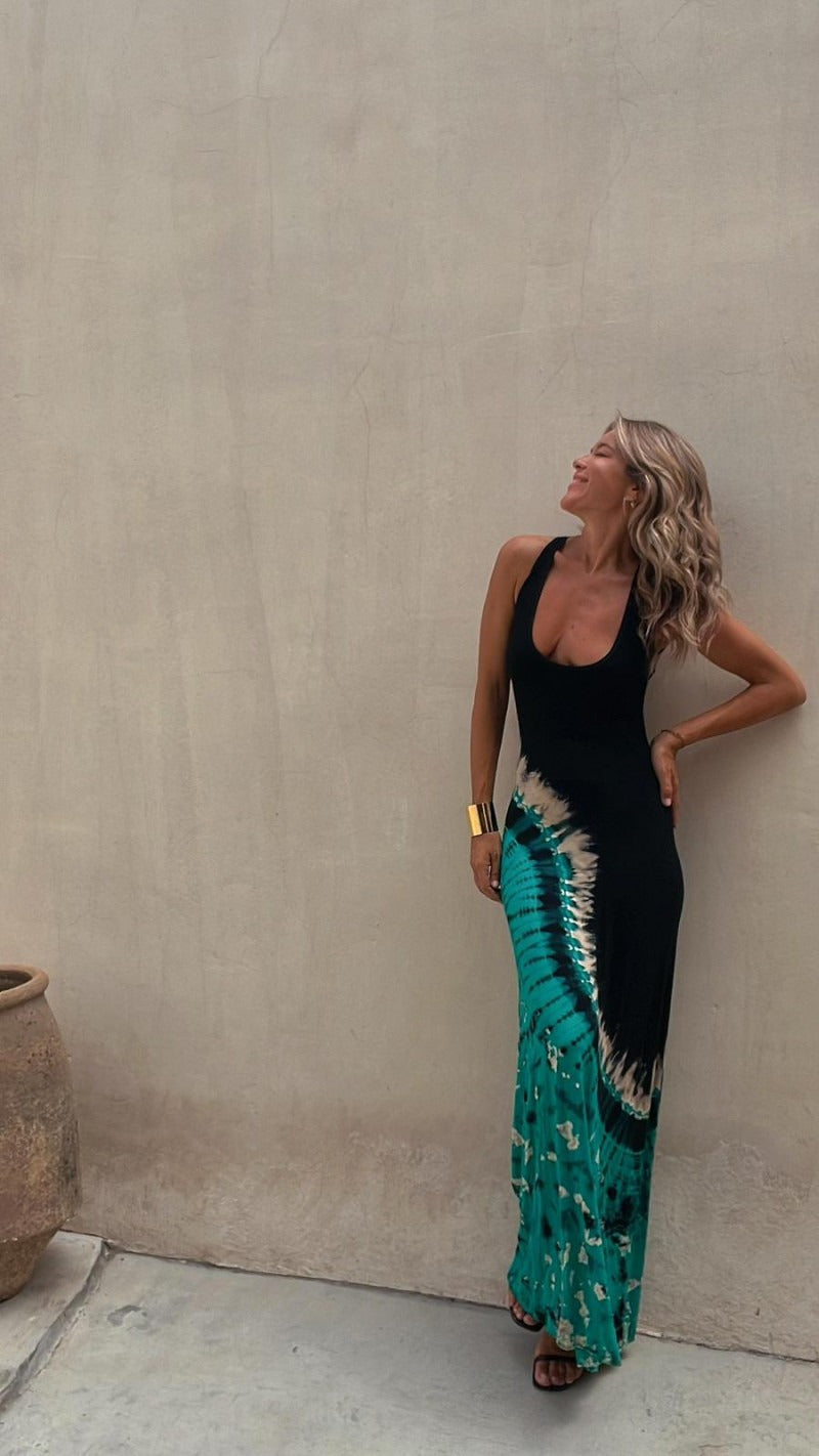 Melanie – Women Lace-up Stretch Maxi Dress