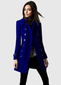Women's coat with a tailored fit and gold buttons | L&S - 1 - London-stylehouse.com