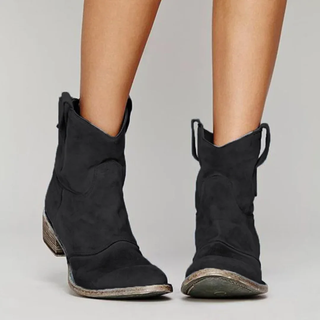 Women's Western Boots with Block Heel and Distressed Finish | L&S - 3 - London-stylehouse.com