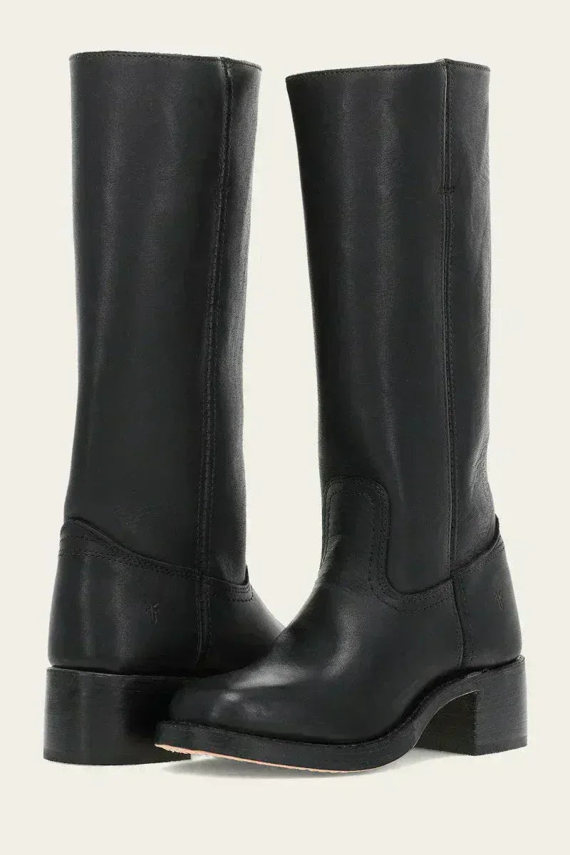 Women's knee-high boots with block heel and elegant design | L&S - 3 - London-stylehouse.com