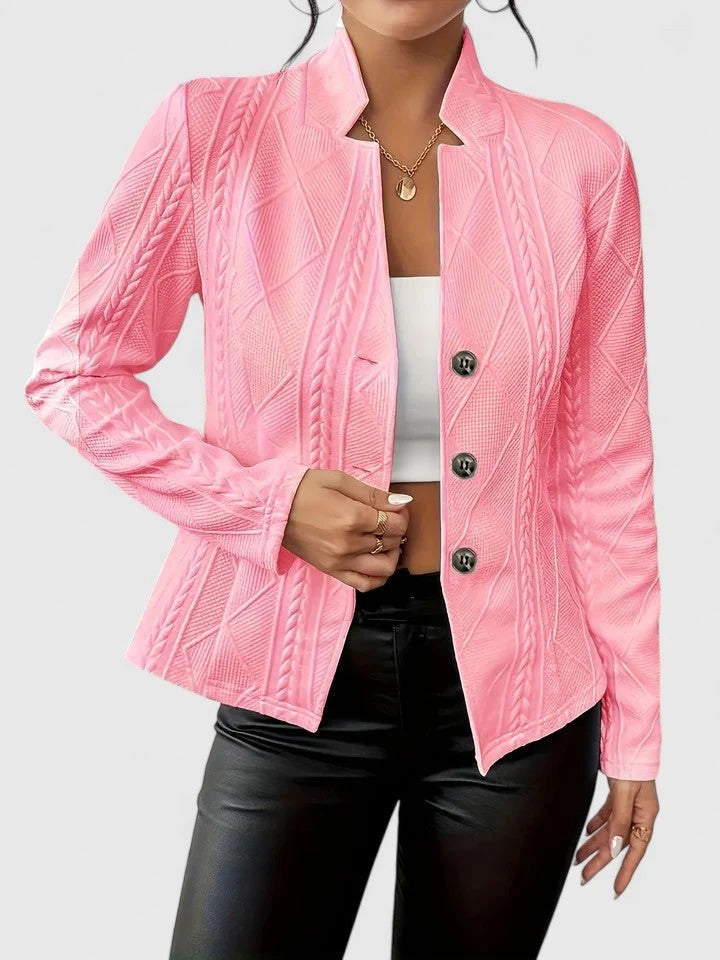 Women’s tailored jacket with quilted design and button fastening | L&S - 4 - London-stylehouse.com