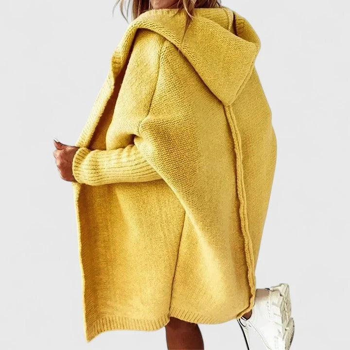 Women's oversized cardigan with hood and ribbed sleeves | L&S - 4 - London-stylehouse.com