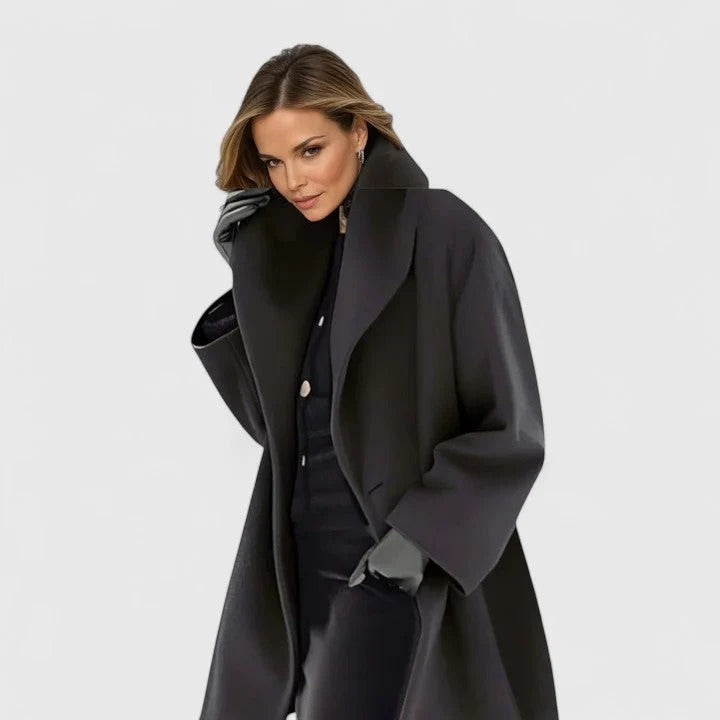 Women's Oversized Coat with Wide Collar | L&S - 3 - London-stylehouse.com