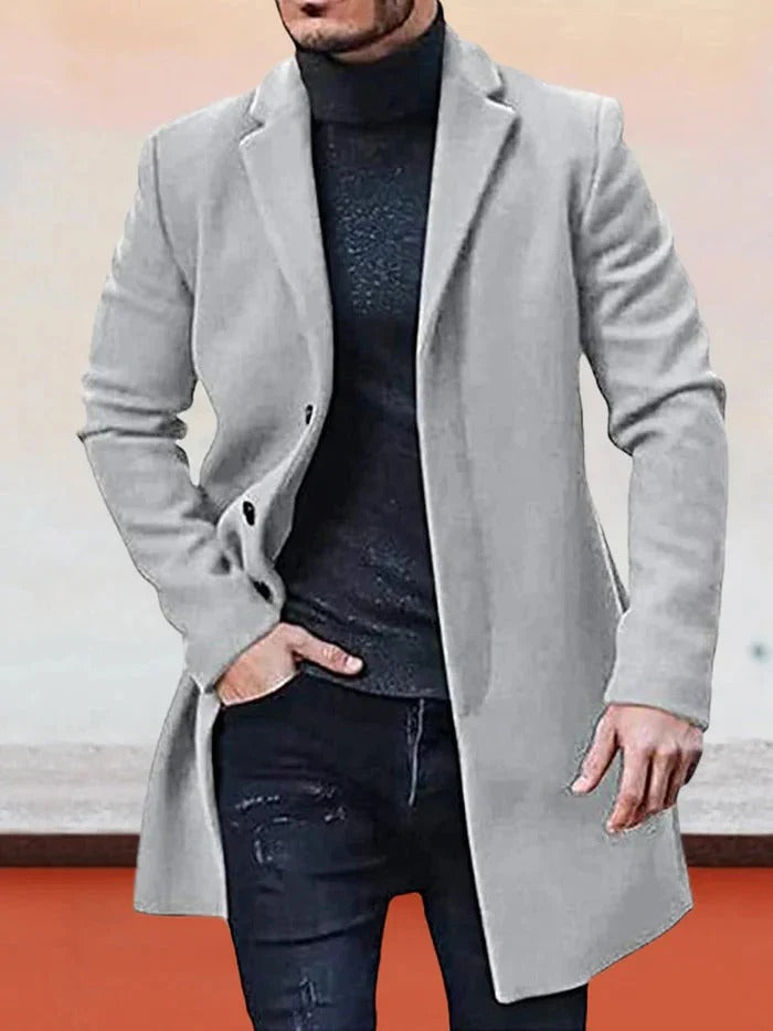 Men's Coat with Structured Fit and Elegant Lapels | L&S - 3 - London-stylehouse.com
