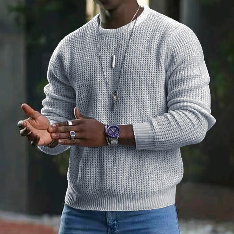 Ivan textured knit jumper for men in light gray