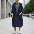 Women's long utility jacket with hood and pockets | L&S - 2 - London-stylehouse.com