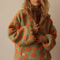 Jacket Women's Oversized Floral Print with Half Zip | L&S - 1 - London-stylehouse.com