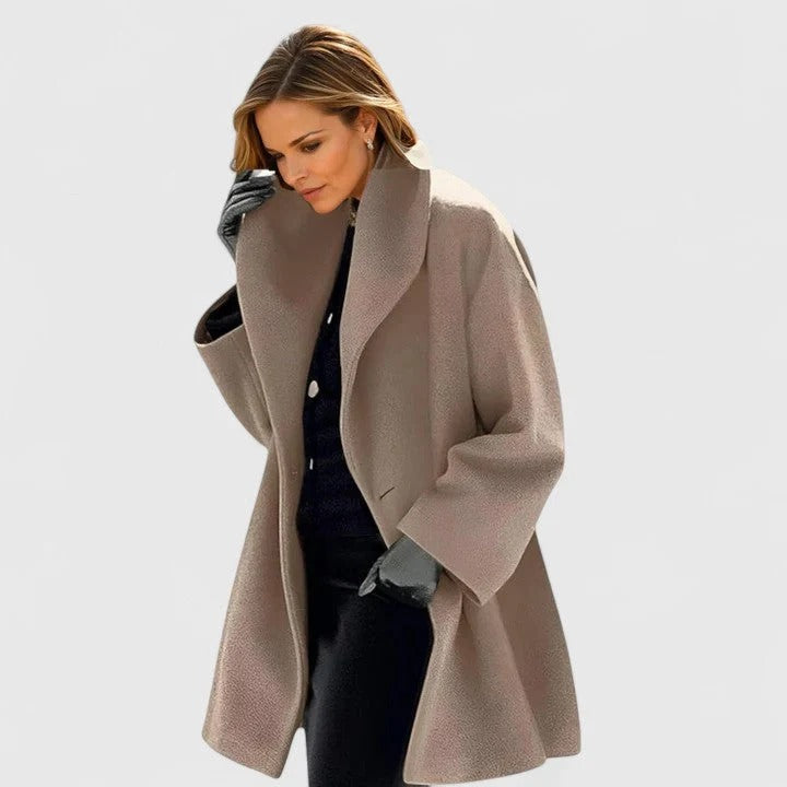 Women's Oversized Coat with Wide Collar | L&S - 4 - London-stylehouse.com