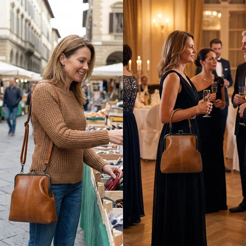 Women's Handbag with Elegant Frame and Textured Design | L&S - 5 - London-stylehouse.com