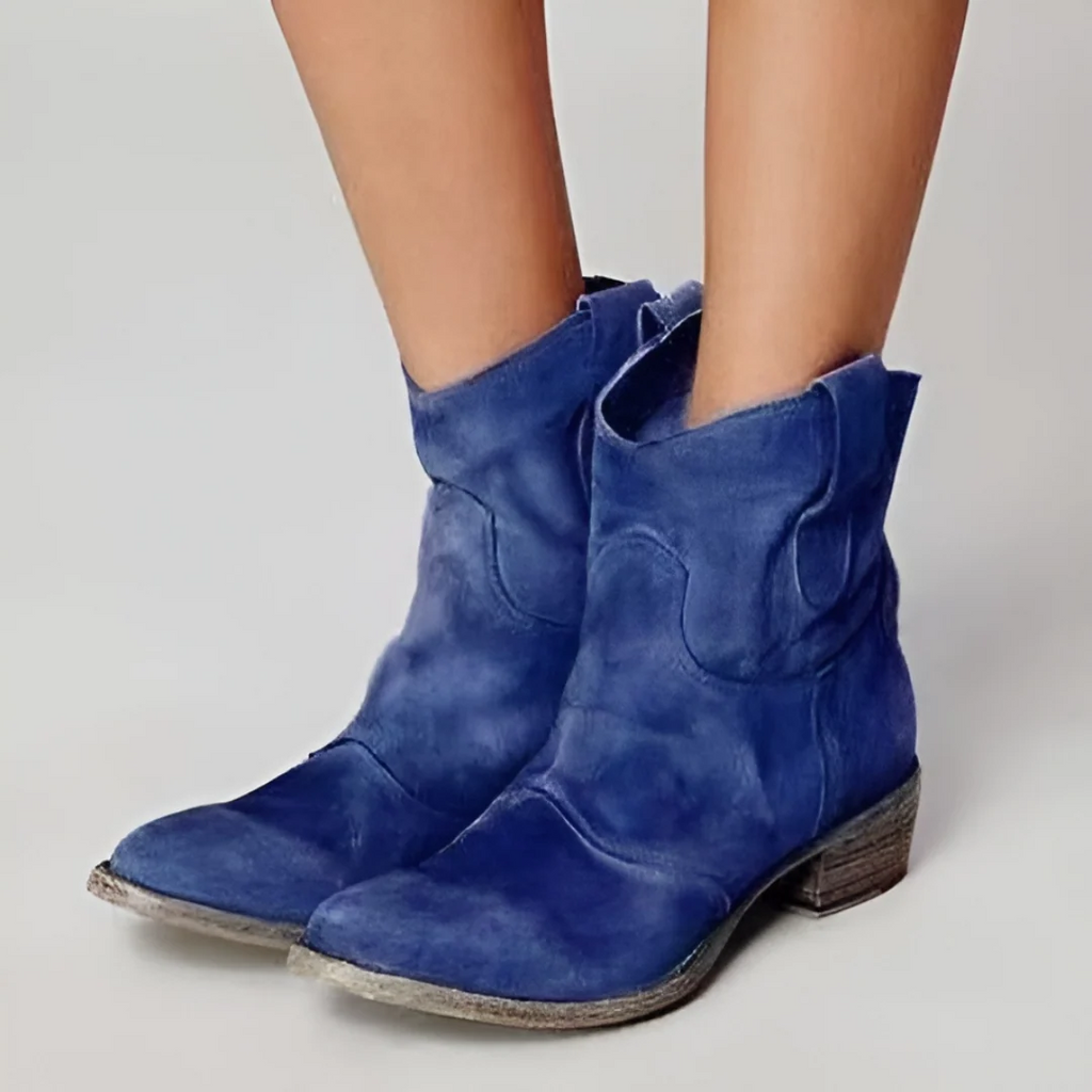 Women's Western Boots with Block Heel and Distressed Finish | L&S - 5 - London-stylehouse.com