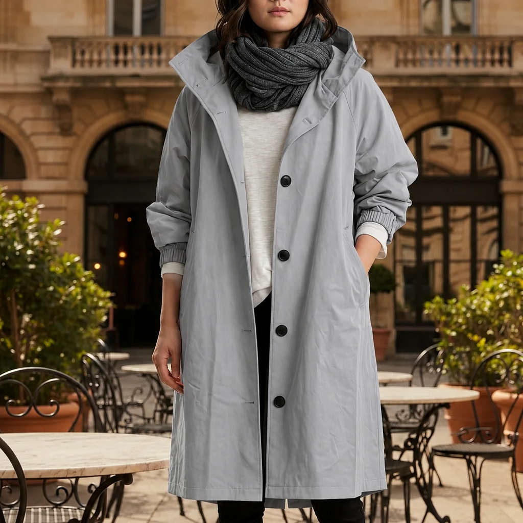 Women’s longline jacket with hood and button placket | L&S - 7 - London-stylehouse.com